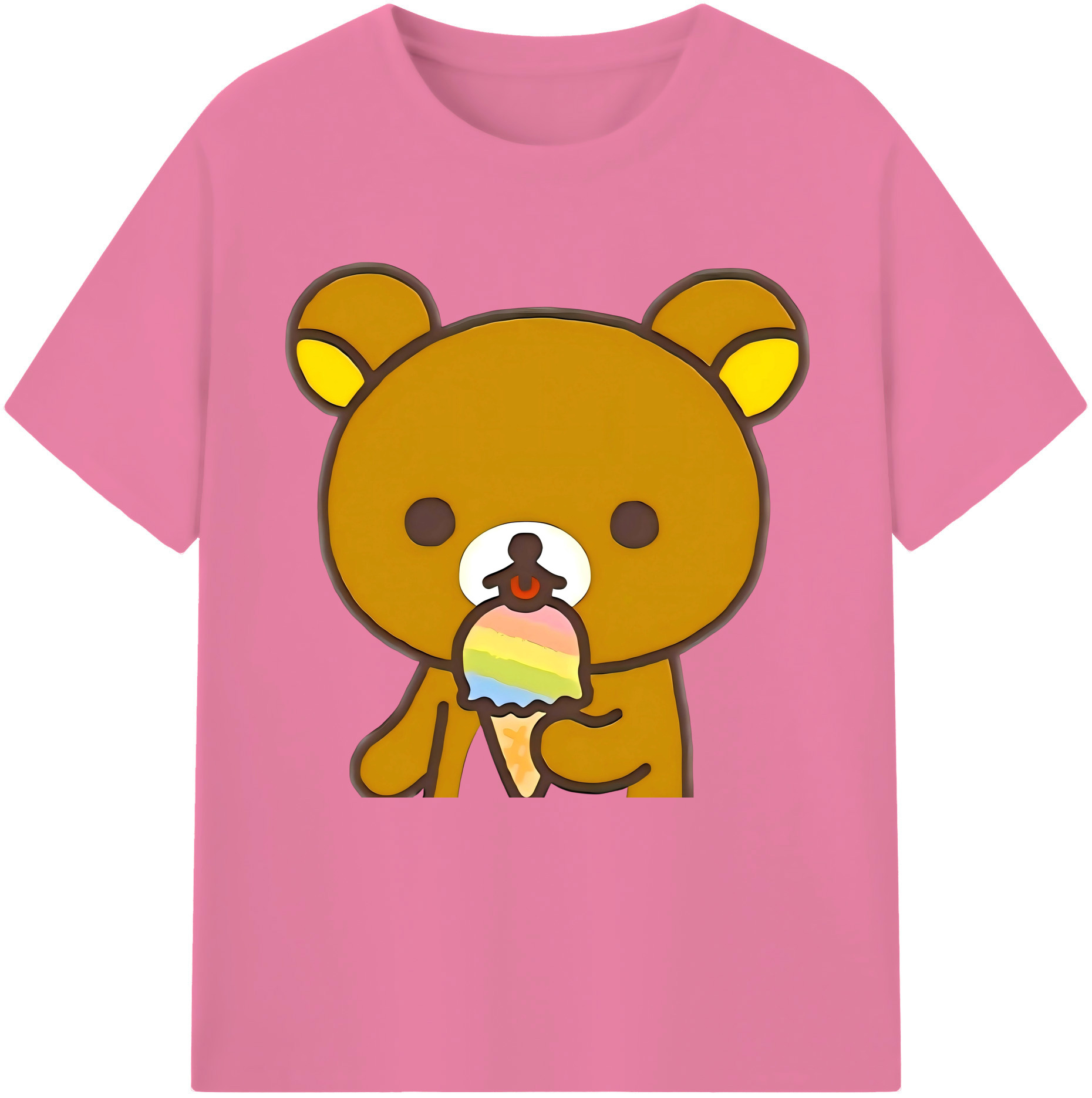 （画像用） リラックマ リラックマ キイロイトリ Rilakkuma Korilakkuma Kiiroitori 綿100％半袖Tシャツ（フロントプリント）